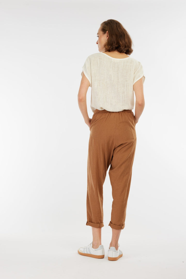 Carbon Tuscan Linen Pant - Toffee