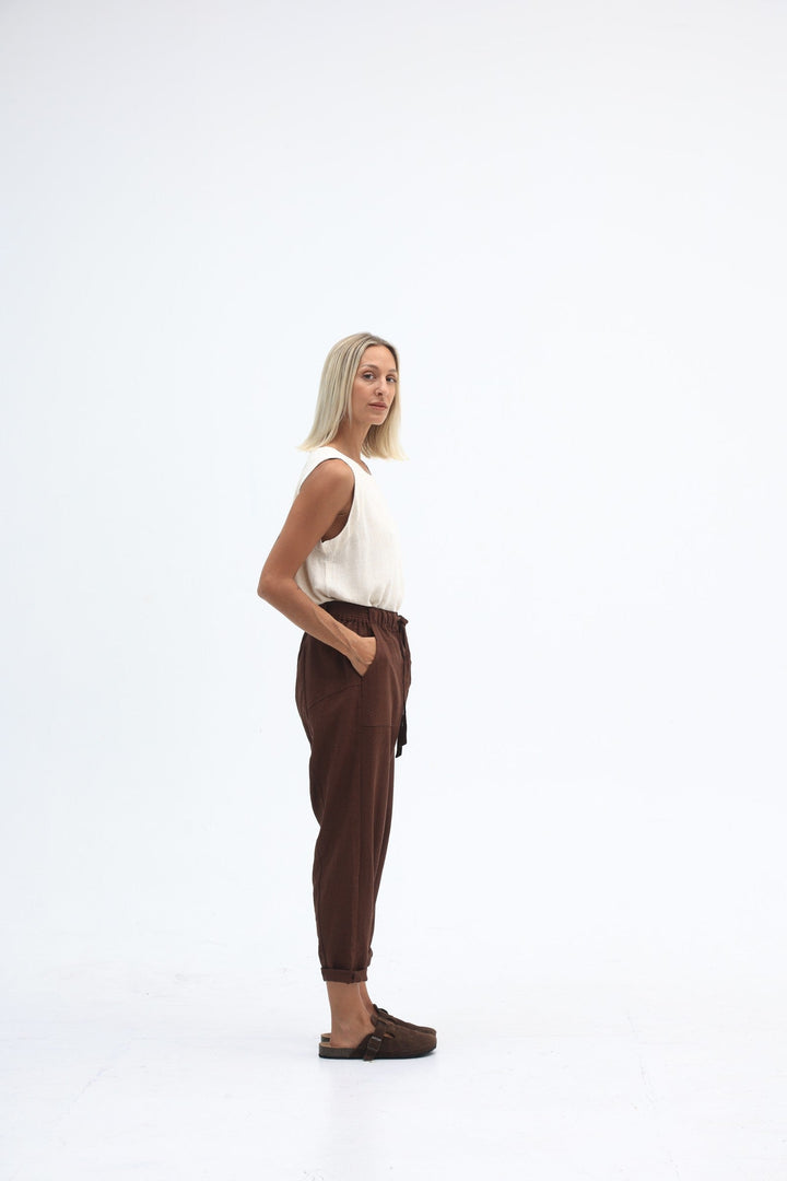 Carbon Tuscan Linen Pant - Truffle