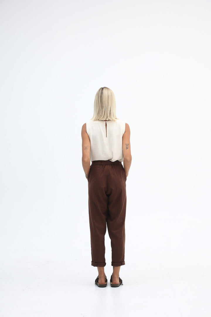 Carbon Tuscan Linen Pant - Truffle