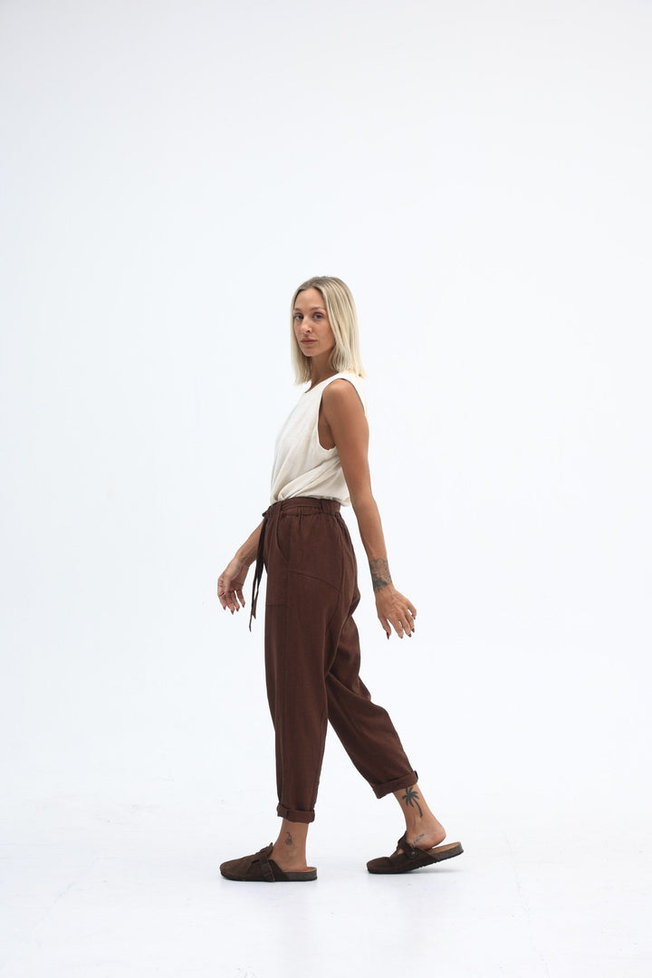 Carbon Tuscan Linen Pant - Truffle