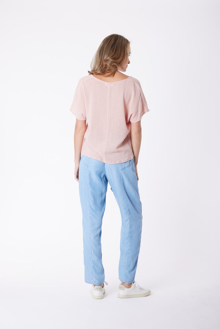 Carbon The Label - Venus Ramie V Neck Top - Soft Pink