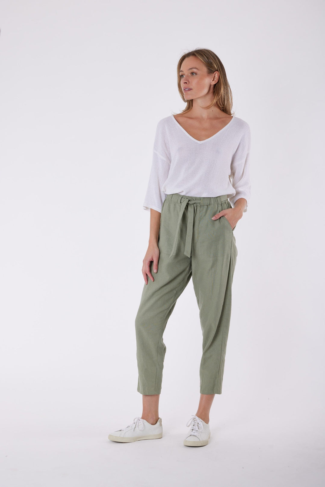 Carbon Tuscan Linen Pant - Faded Khaki
