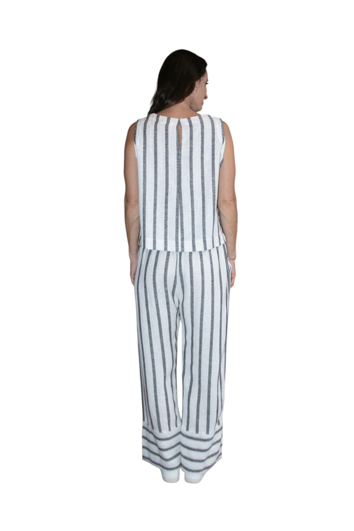 Carbon Sora Striped Split Pant - Charcoal/White