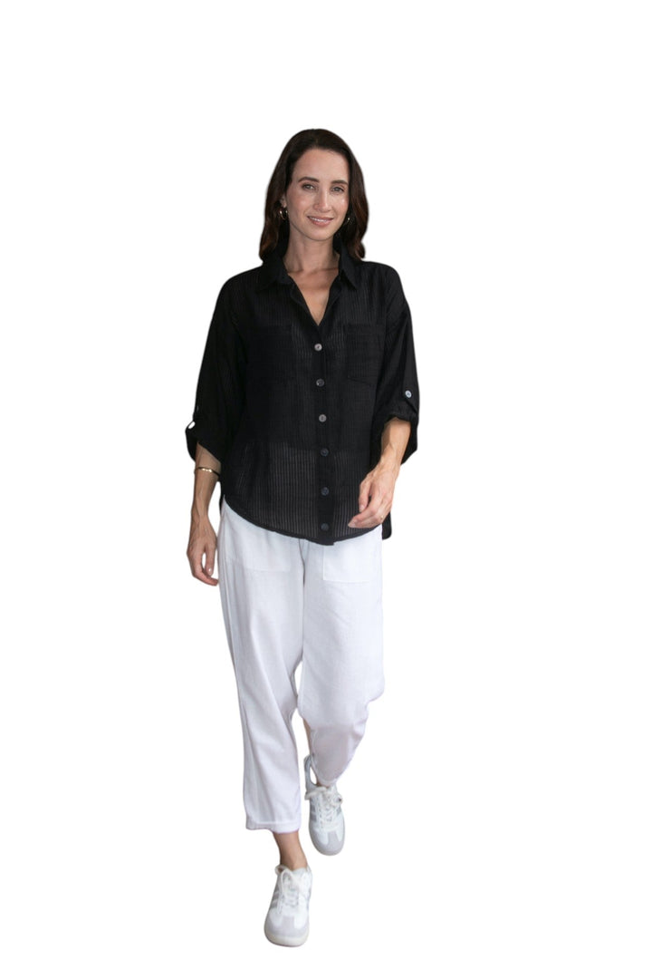 Carbon Carmen Striped Shirt - White