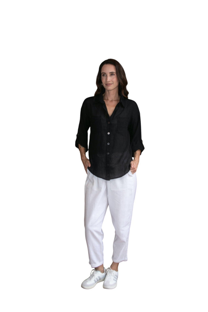 Carbon Carmen Striped Shirt - White