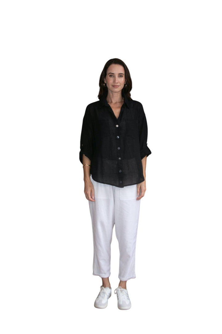 Carbon Carmen Striped Shirt - White