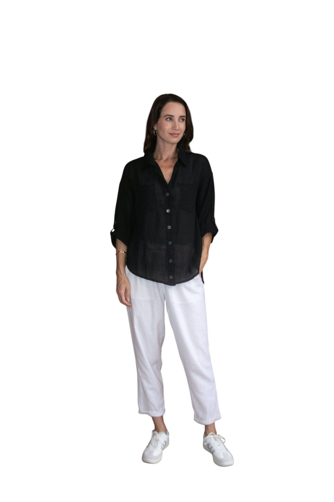 Carbon Carmen Striped Shirt - White