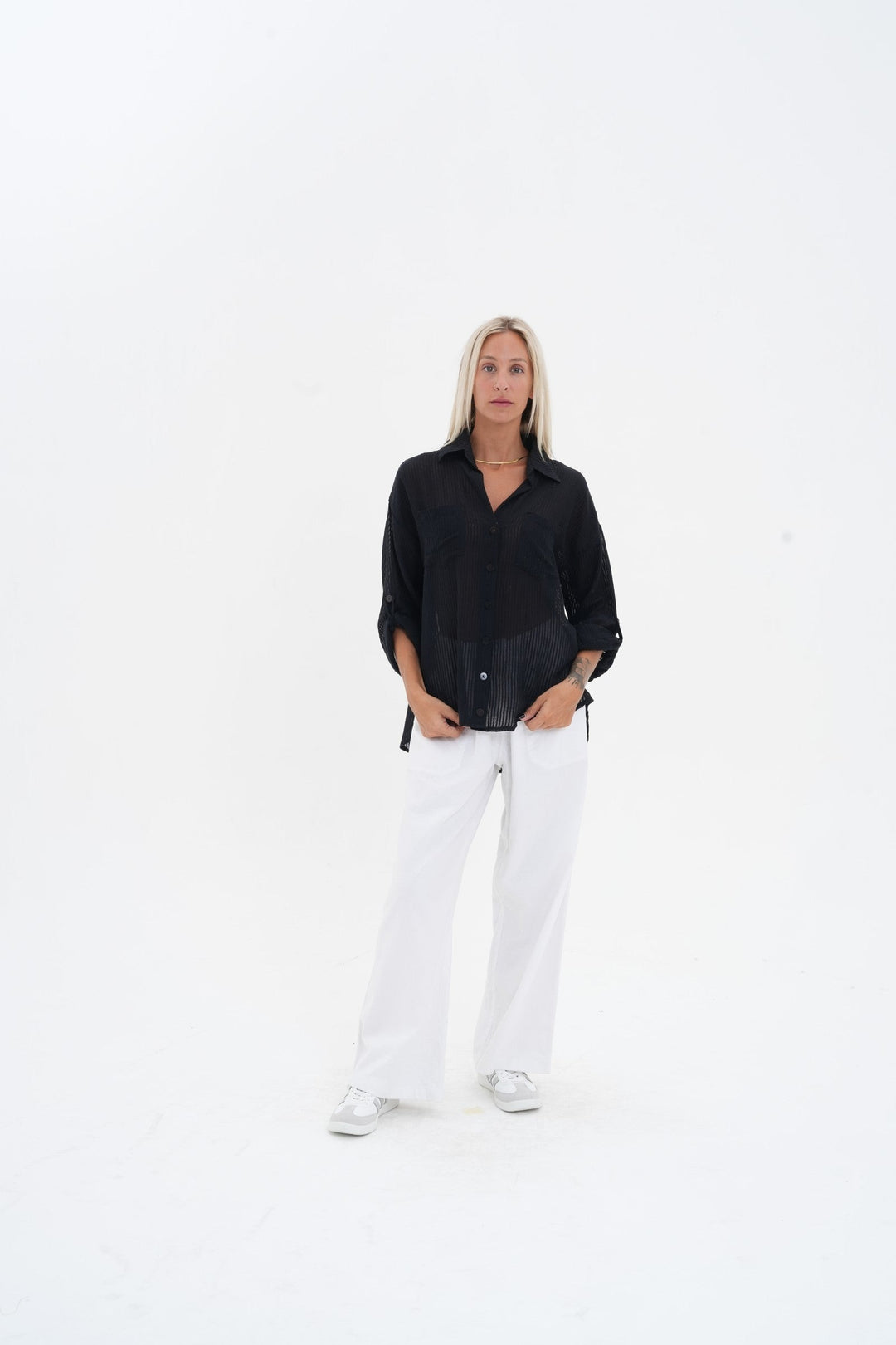 Carbon Carmen Striped Shirt - White