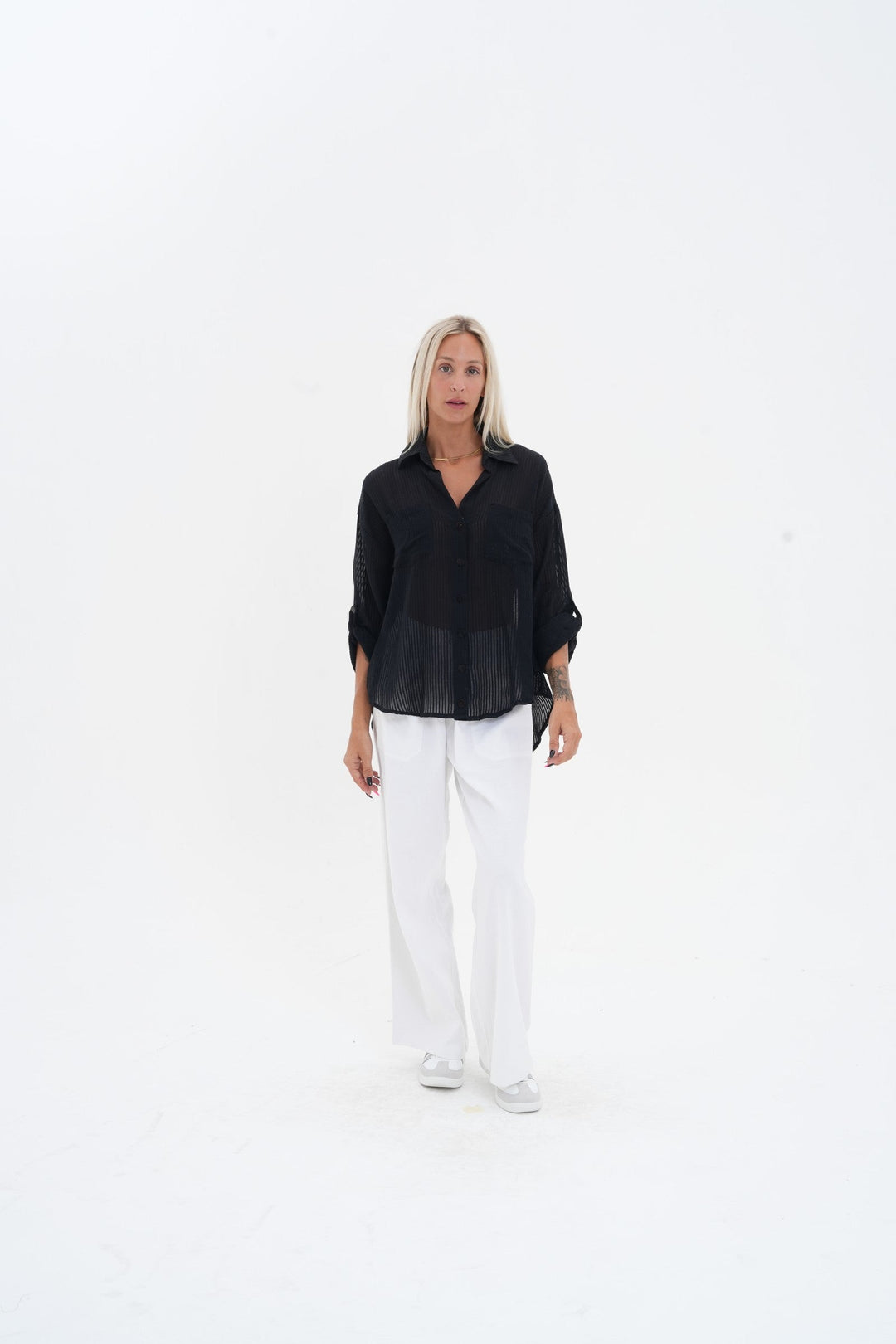 Carbon Carmen Striped Shirt - White