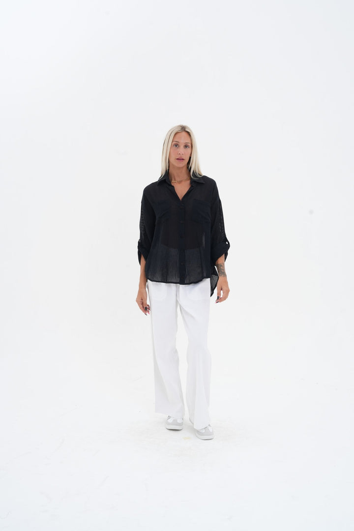 Carbon Carmen Striped Shirt - White