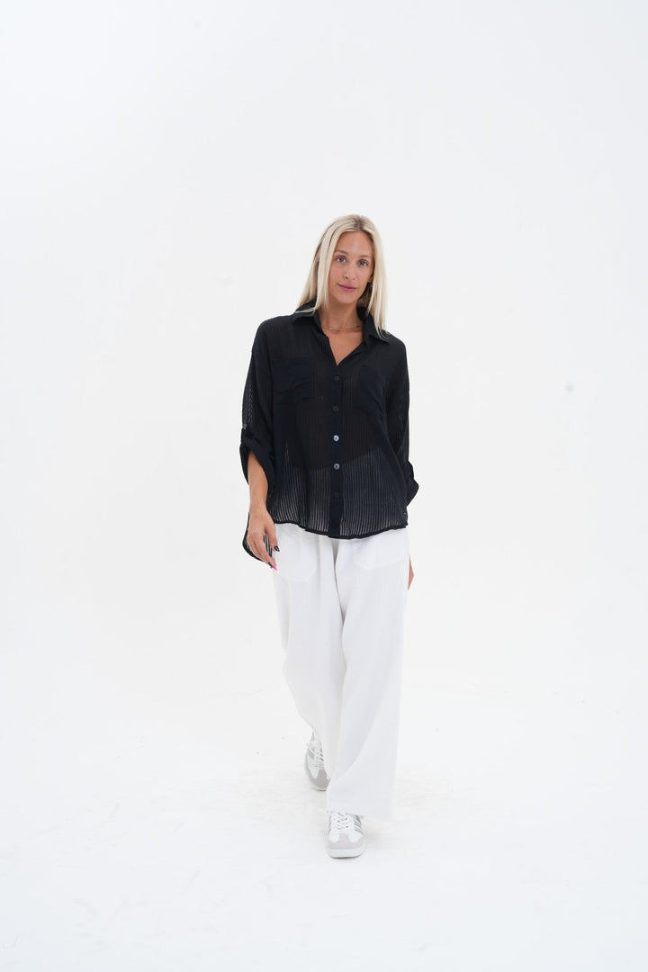 Carbon Carmen Striped Shirt - White