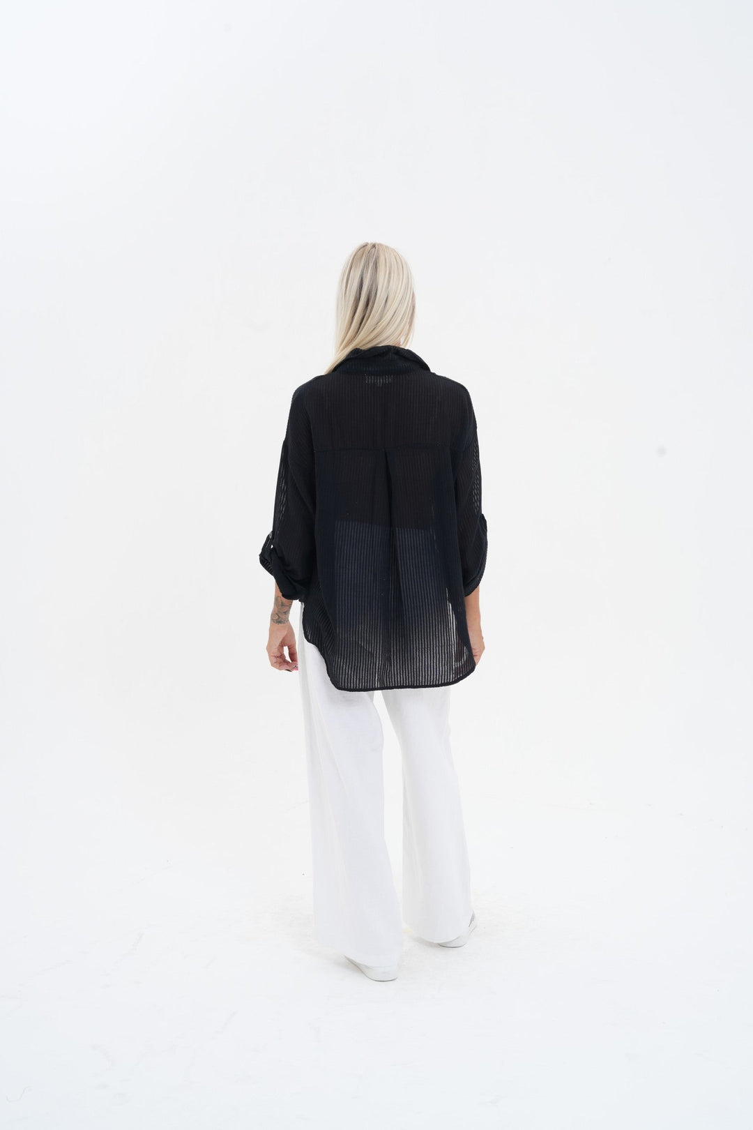 Carbon Carmen Striped Shirt - White
