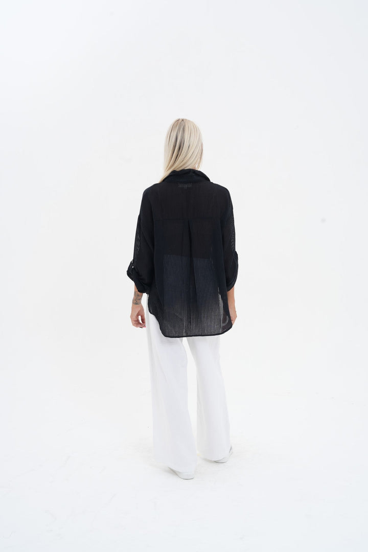 Carbon Carmen Striped Shirt - White