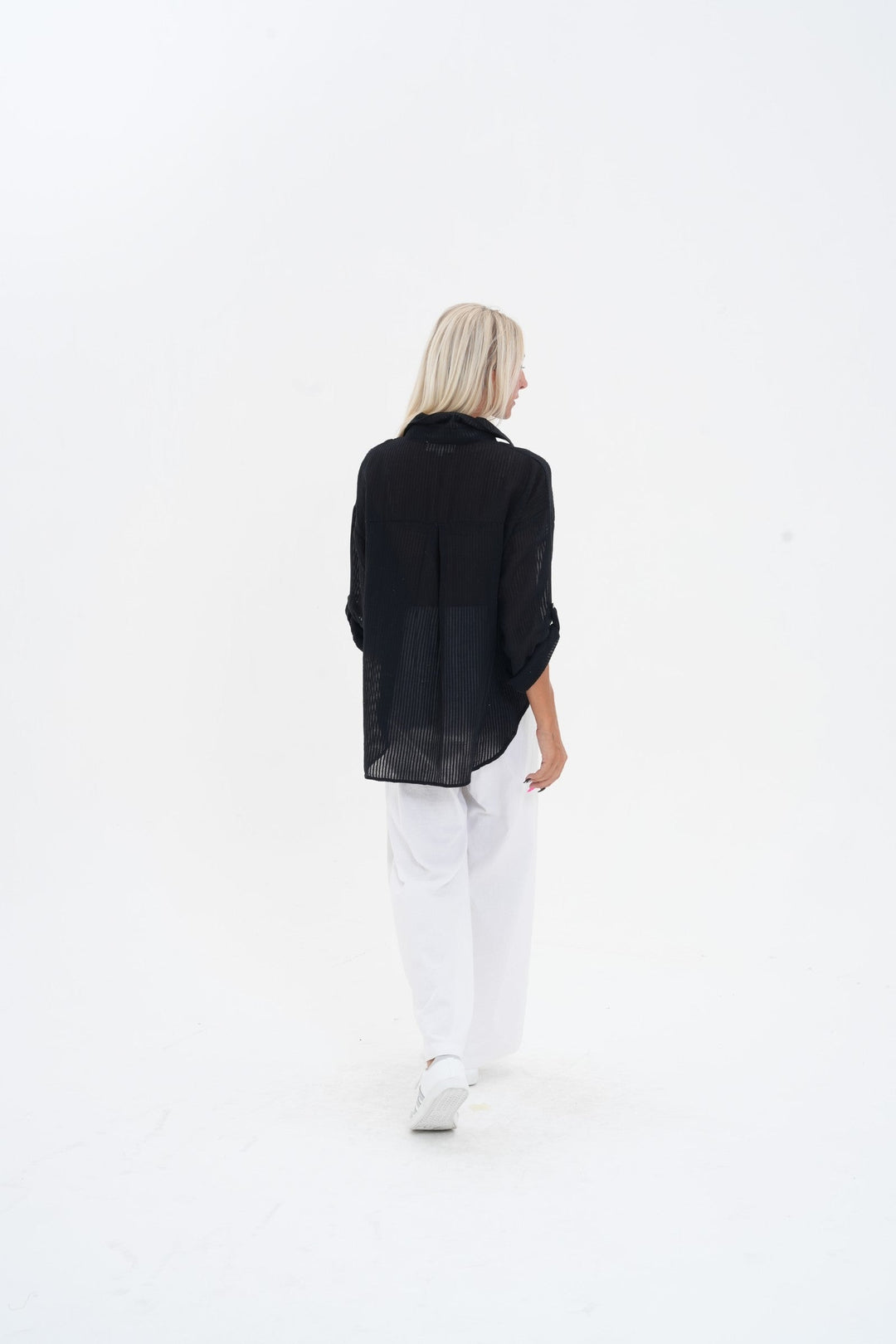 Carbon Carmen Striped Shirt - White