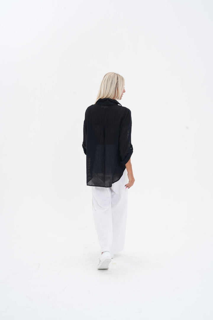 Carbon Carmen Striped Shirt - White