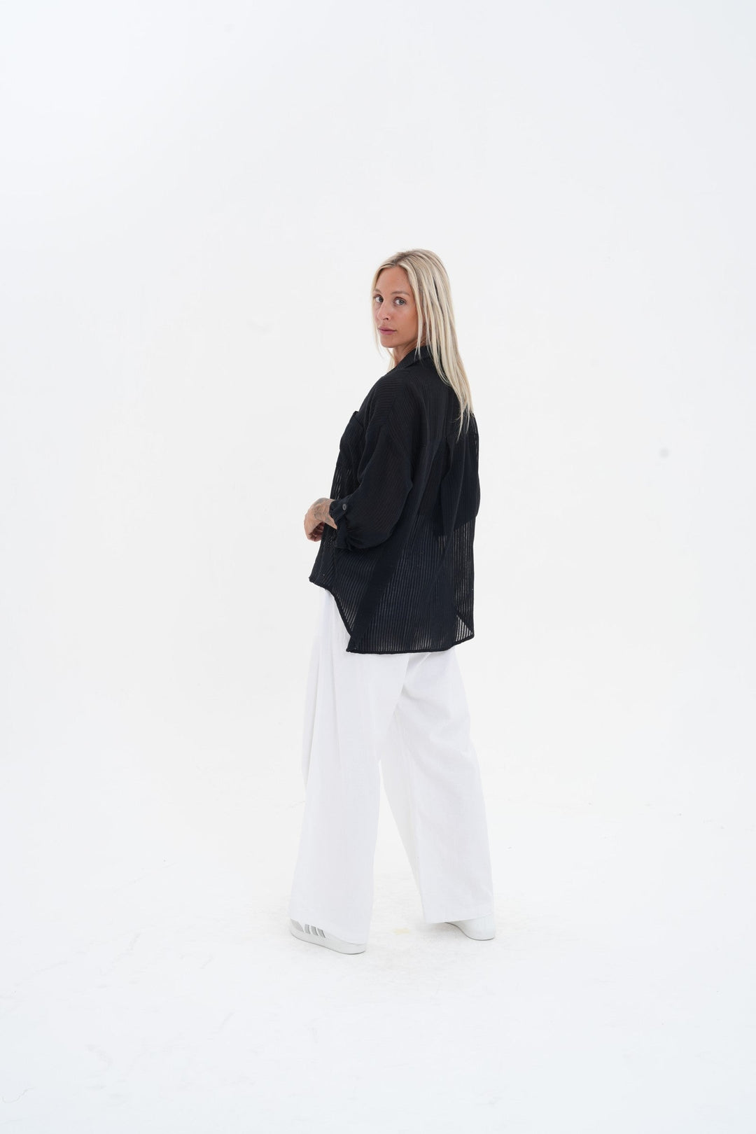 Carbon Carmen Striped Shirt - White