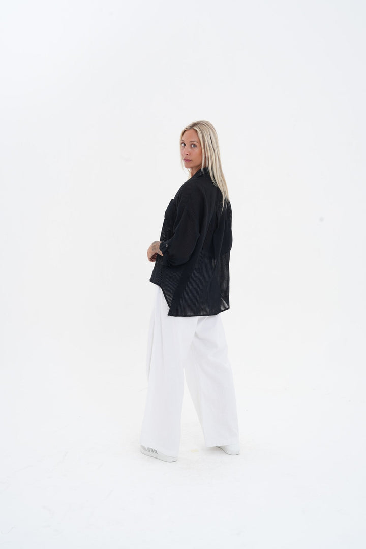 Carbon Carmen Striped Shirt - White