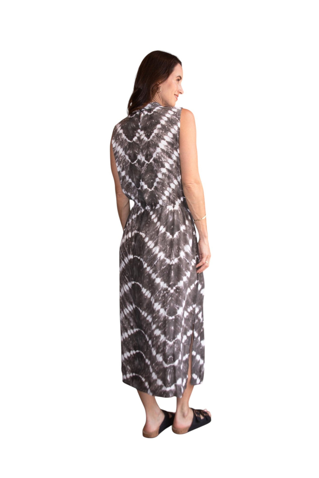 Zaza High Neck Midi Dress in Truffle/Cream, model shot 8
