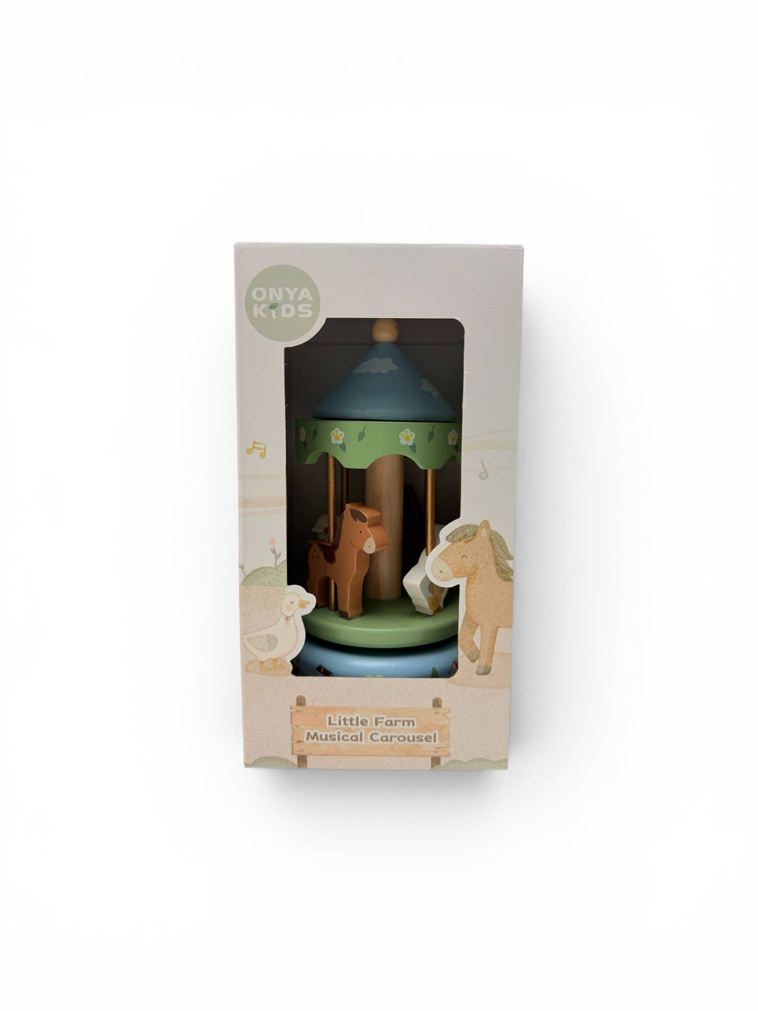 ToysLink Onya Kids Wooden Farm Carousel Music Box