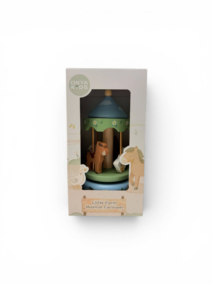 ToysLink Onya Kids Wooden Farm Carousel Music Box