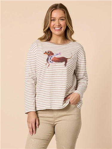 Threadz - Chien Chic Long Sleeve Tee - Natural