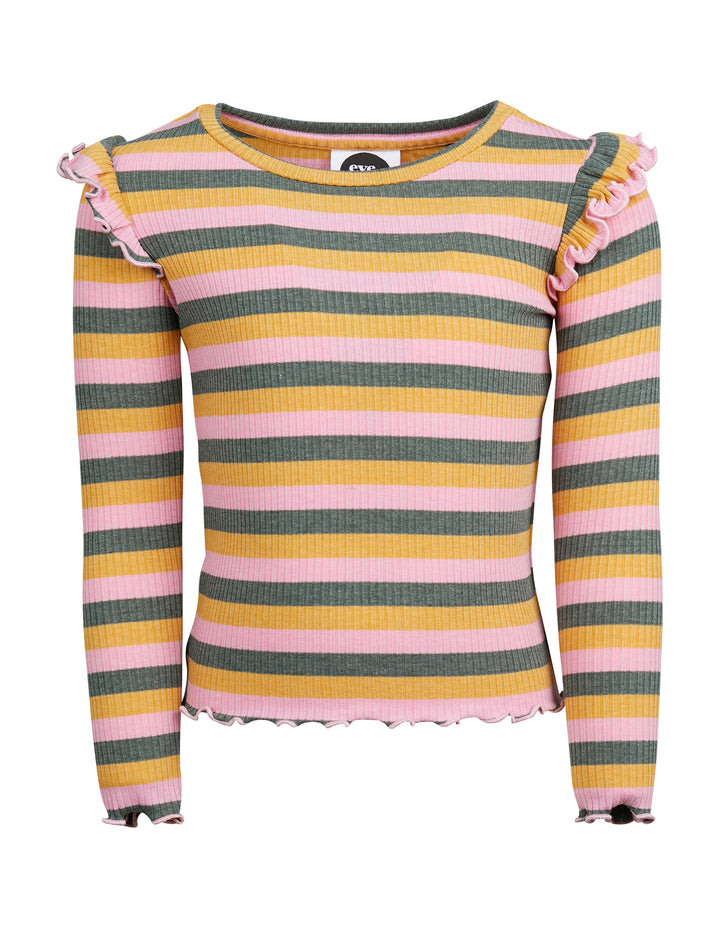 Eve Girl ARIA RIB LSLV TEE (SIZE 3-7) in STRIPE