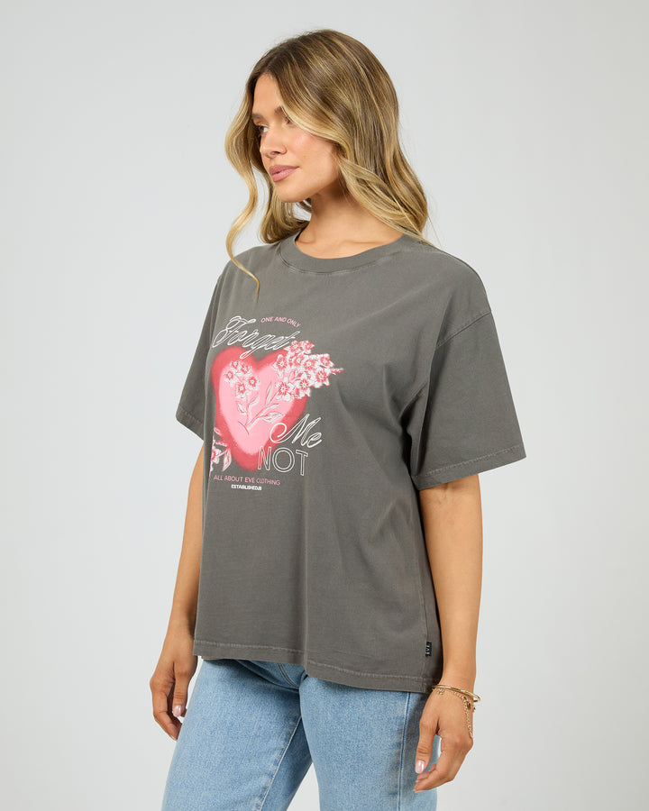 All About Eve FORGET ME NOT BOX TEE in CHARCOAL
