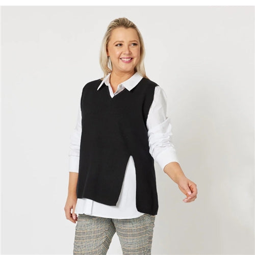 Threadz - Vicky Side Split Vest - Black