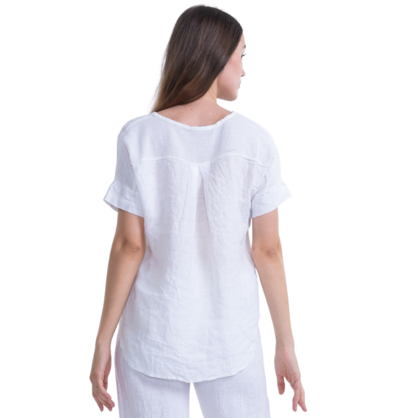 Vera May - Italian Linen Top - White