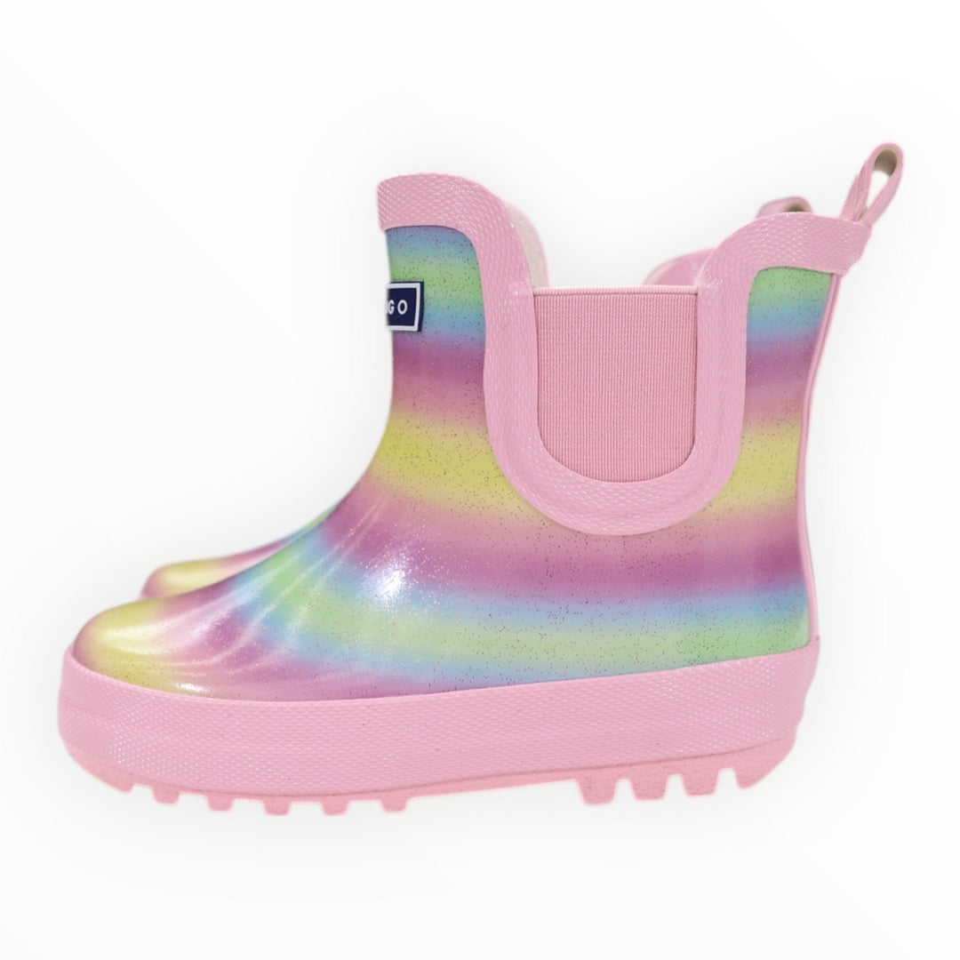 Korango - Glitter Rainbow Short Gumboot - Pink