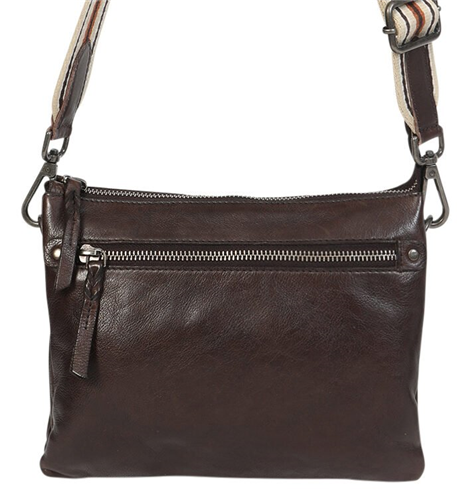 Modapelle - 3 Compartment Cross Body Bag With Extra Strap - Coffee