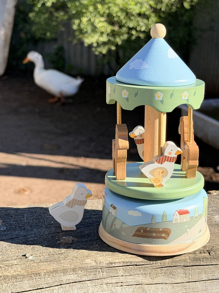 ToysLink Onya Kids Wooden Farm Carousel Music Box