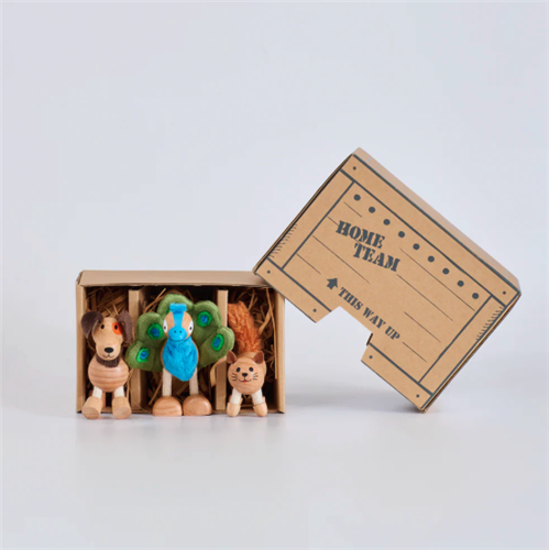 Anamalz - Barnfields Mini Crate; Peacock, Cat, Dog - 3 Piece Set