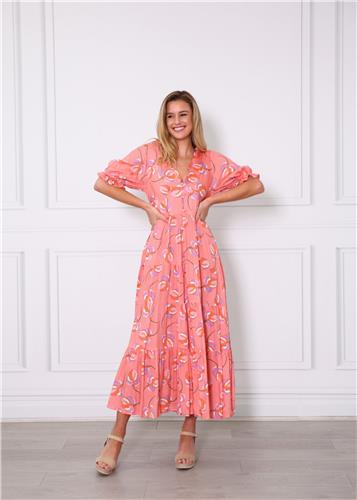 Leoni Mia Dress - Peach Floral