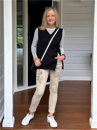 Threadz - Vicky Side Split Vest - Black