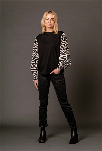 Mi Moso Charlotte Top Black/Zebra L/S