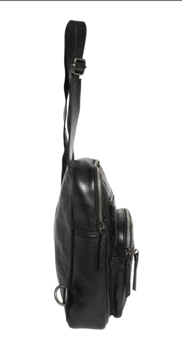 Modapelle Soft Cow Leather Multi Zip Comp/Pockets Cross Body Black