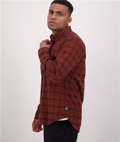 Swanndri - Port Road L/S Shirt - Merlot/Coffee