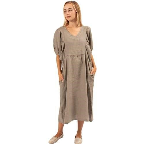 Vera May - Italian V Neck Dress - Taupe