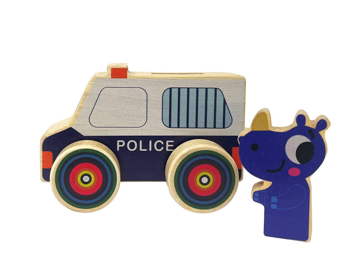 ToysLink Wooden Mini Wheelie Emergency Vehicles with Animals