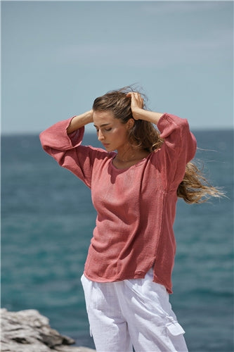 Carbon The Label - Nadia L/S Hessian Top - Spice