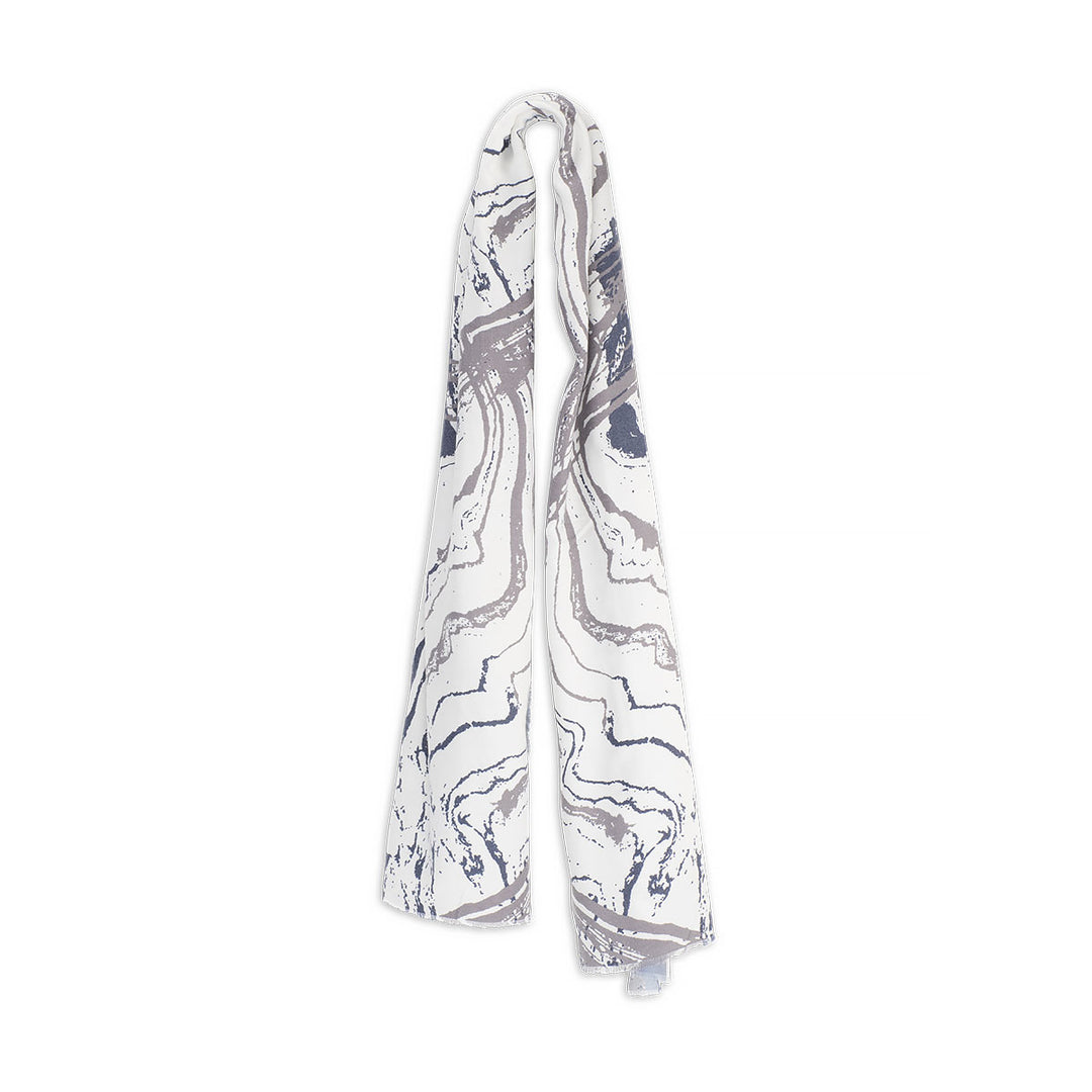 Avenel CREWE - MARBLE PATTERN WIDE DACRON SCARF in BLUE