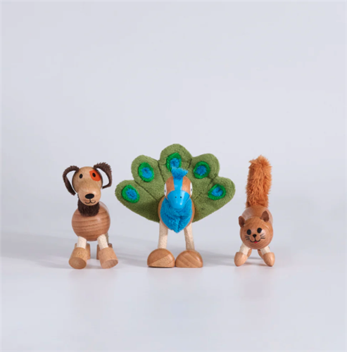 Anamalz - Barnfields Mini Crate; Peacock, Cat, Dog - 3 Piece Set