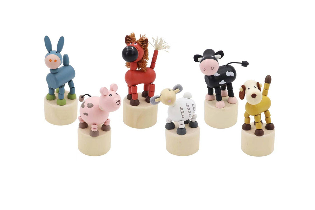 ToysLink - Wooden Farm Animal Press Toys