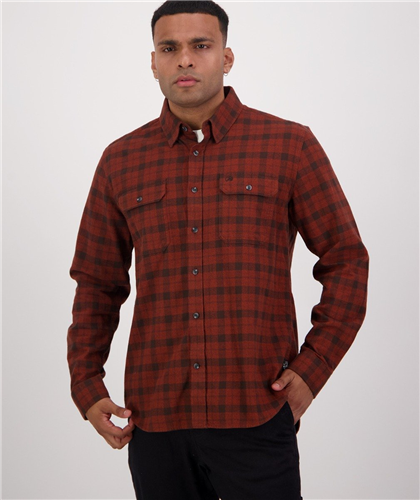 Swanndri - Port Road L/S Shirt - Merlot/Coffee