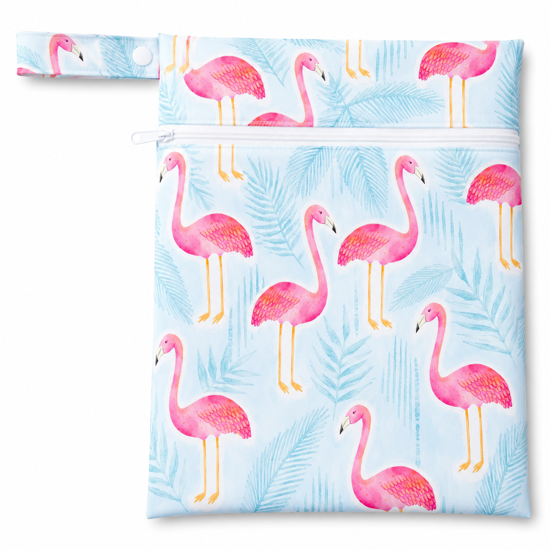 Confetti Kidz Double Pocket Wet Bag in Flamingo Bay