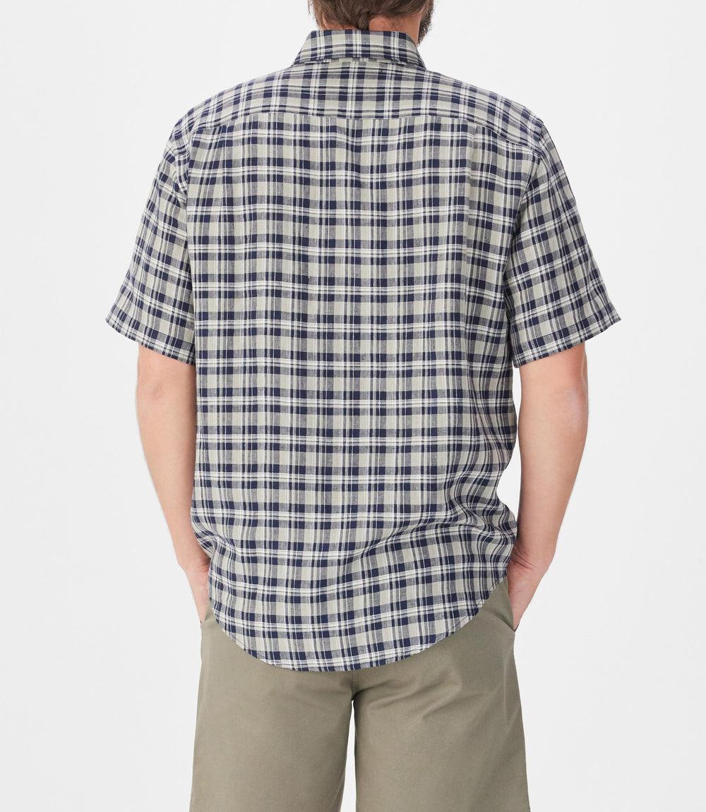 R.M.Williams Toby Linen SS Shirt - Navy/Sage - view 2