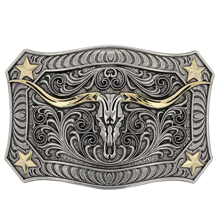 Montana Silversmiths Longhorn Crest Filigree Attitude Belt Buckle, photo 3 of 6
