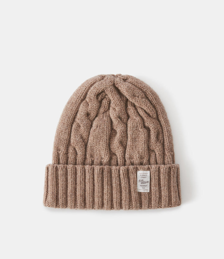 R.M.Williams Highland Cable Wool Beanie - Mushroom