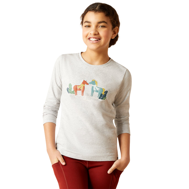 Ariat Twin Horse Long Sleeve T-Shirt in Heather Grey, photo 1 of 4